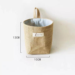 Cotton Linen Storage Basket Hanging Pocket Jute Bag