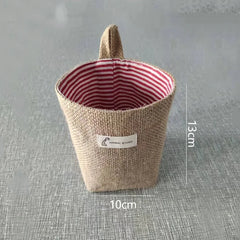 Cotton Linen Storage Basket Hanging Pocket Jute Bag